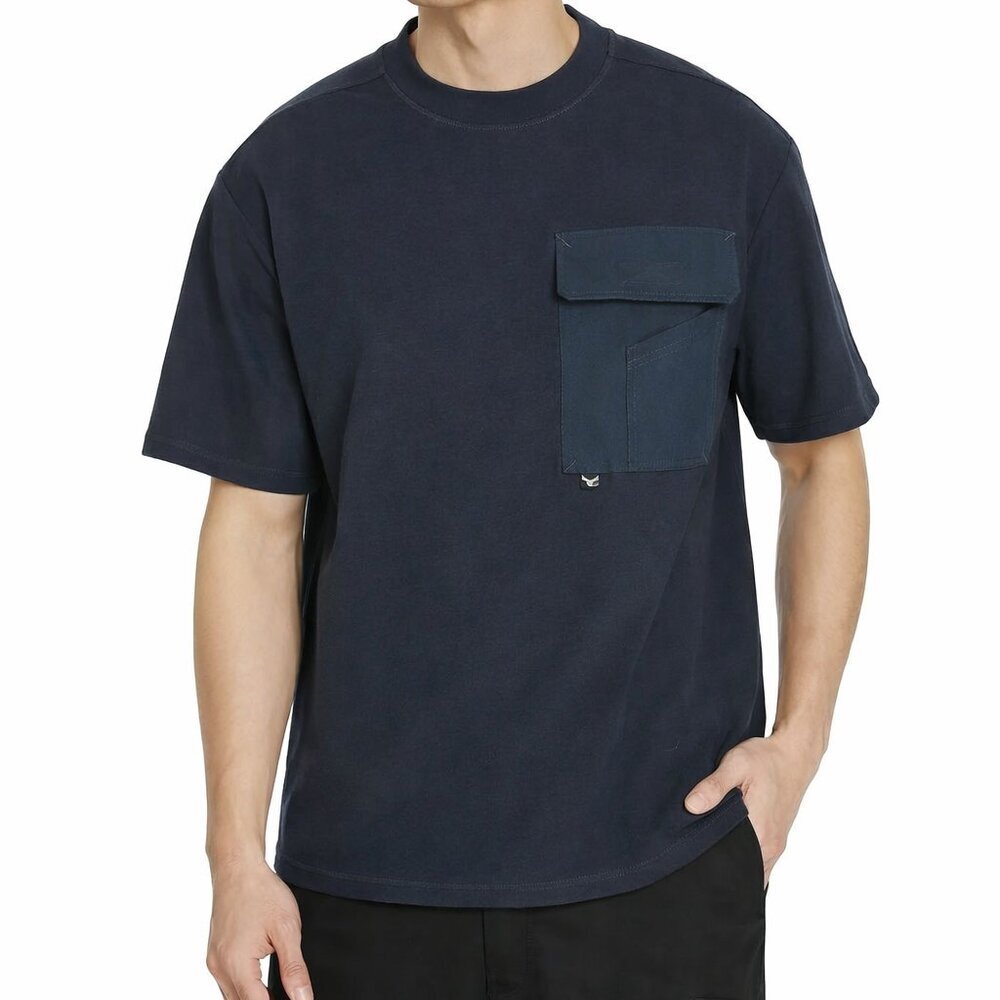 Cross Eyed Moose Navy Utility Pocket Tee Heavy Cotton Gorpcore Shirt XXL